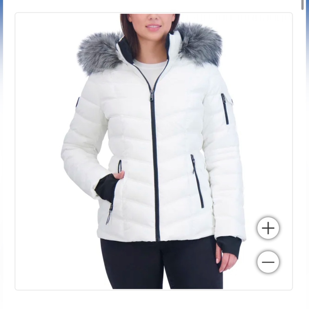 Nautica Size XXL White Ladies' Puffer with Faux Fur Hood NWT - Picture 1 of 6
